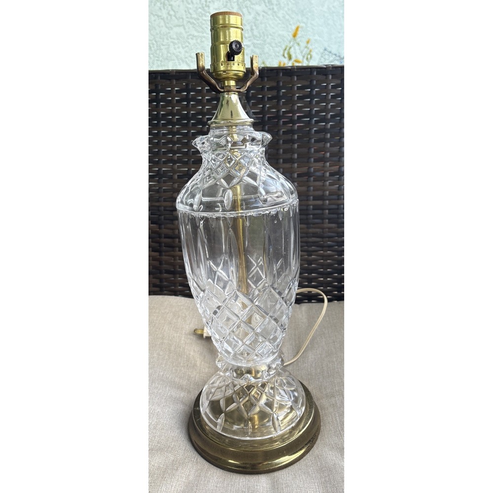 Zajecar Crystal Lamp Hollywood Regency Lead Crystal Table Lamp MCM Vintage 18.5"